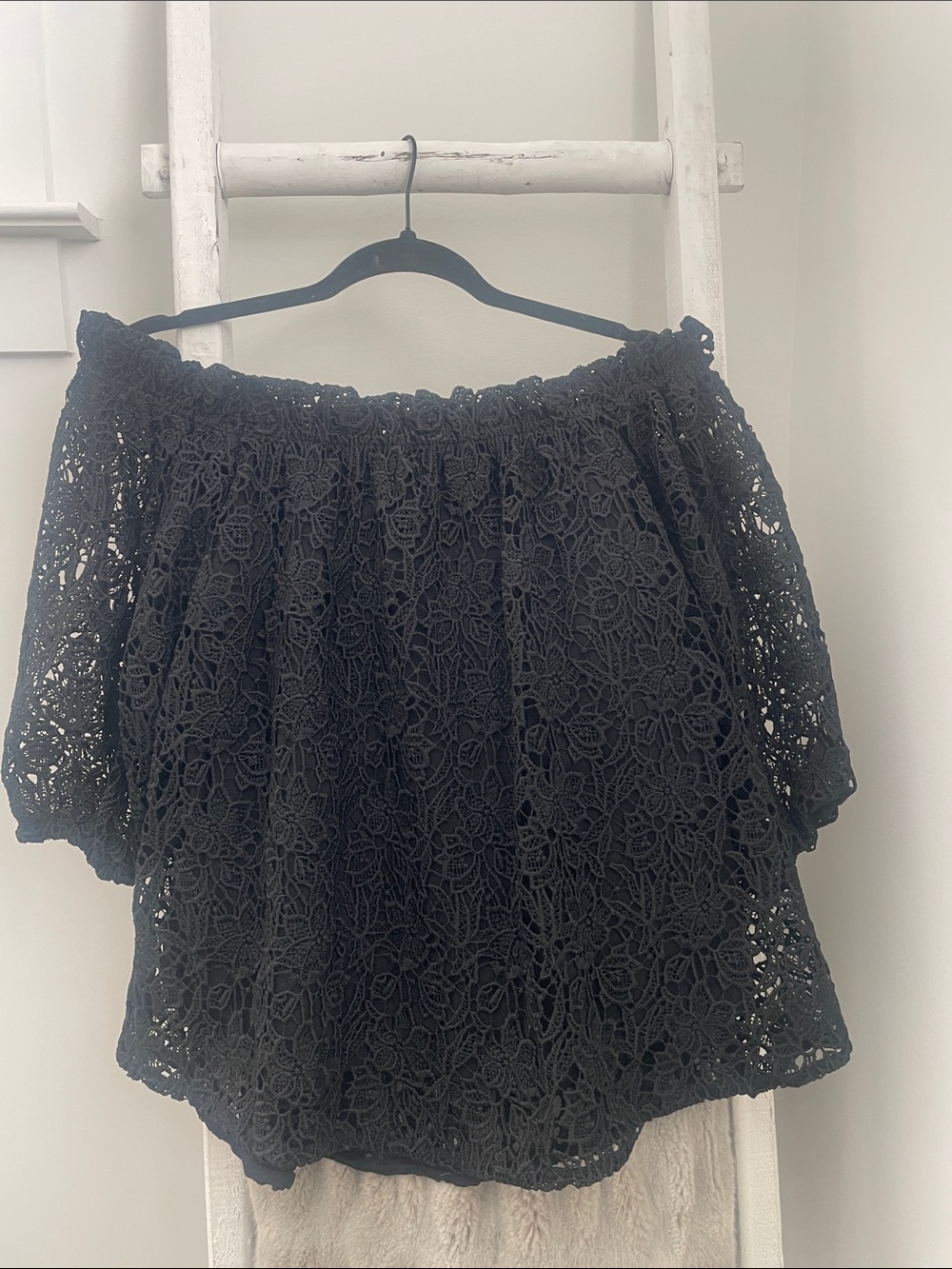 Maeve Black Lace Off-Shoulder Women's Top